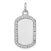 Sterling Silver Rhodium-plated Polished CZ Engraveable Dog Tag Pendant