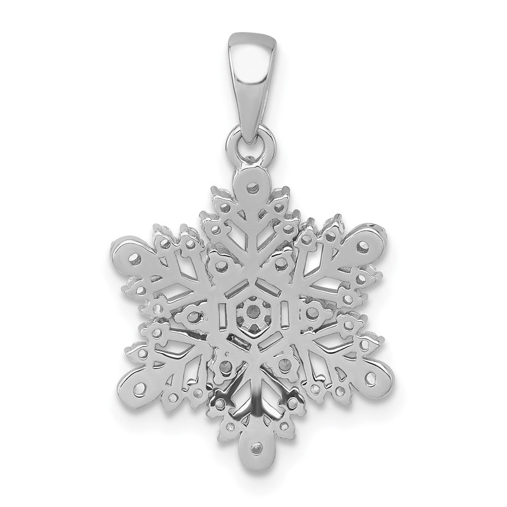 Sterling Silver Rhodium-plated Polished CZ Snowflake Pendant