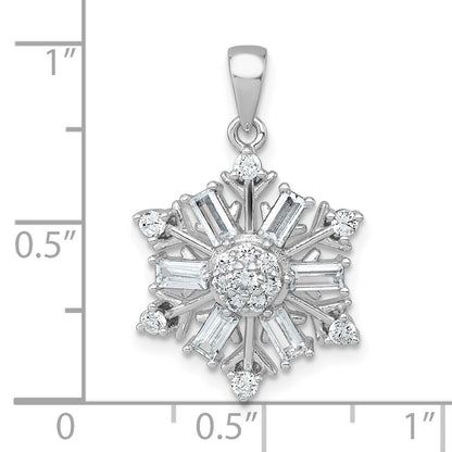 Sterling Silver Rhodium-plated Polished CZ Snowflake Pendant