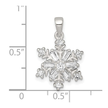 Sterling Silver Polished CZ Snowflake Pendant