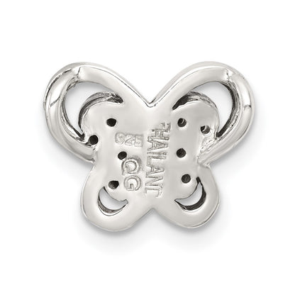Sterling Silver Antiqued Marcasite Butterfly Chain Slide Pendant