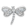 Sterling Silver Rhodium-plated Polished CZ Dragonfly Chain Slide Pendant