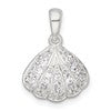Sterling Silver Polished CZ Shell Pendant