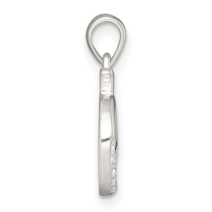 Sterling Silver Polished Pink and White CZ Cut-out Whale Pendant