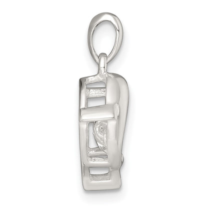 Sterling Silver Polished Vibrant Moving CZ 2-Dolphin Pendant
