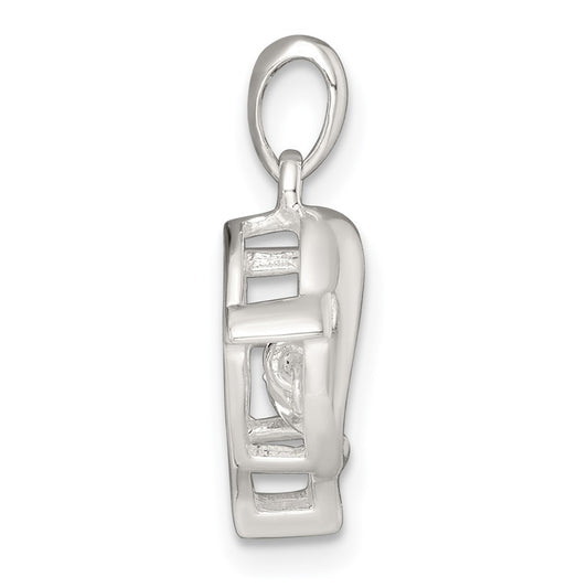 Sterling Silver Polished Vibrant Moving CZ 2-Dolphin Pendant