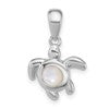 Sterling Silver Rhodium-plated Polished Mother of Pearl Turtle Pendant