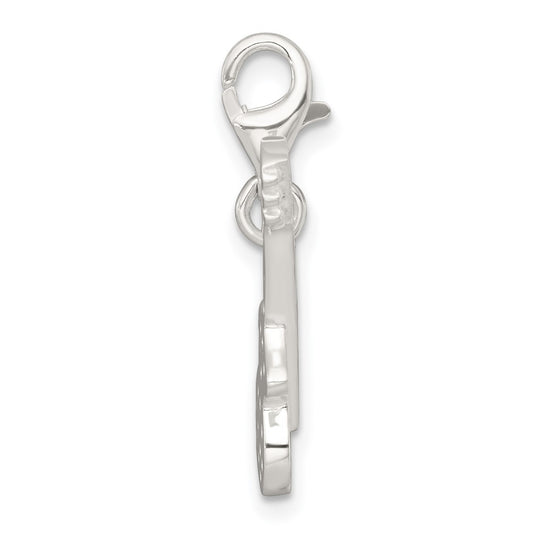 Sterling Silver Polished CZ Guitar with Lobster Clasp Charm