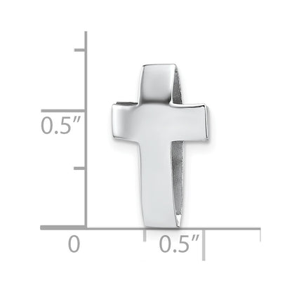 Sterling Silver Rhodium-plated Polished 3D Latin Cross Chain Slide Pendant