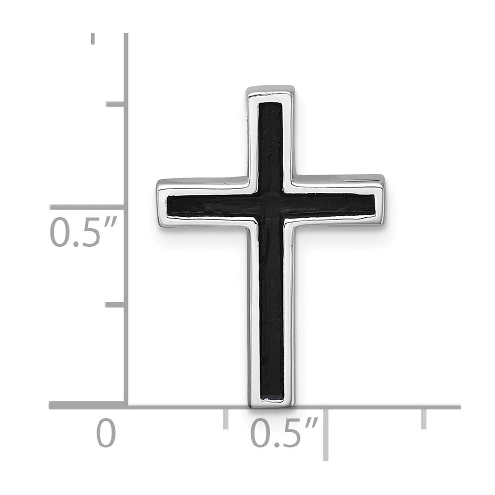 Sterling Silver Rhodium-plated Polished Enameled Latin Cross Chain Slide Pendant