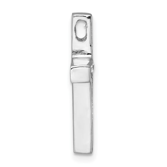 Sterling Silver Rhodium-plated Polished CZ Latin Cross Chain Slide Pendant