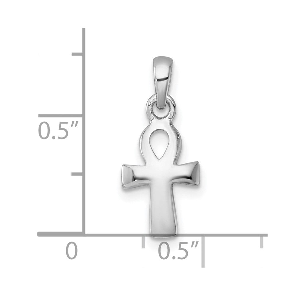 Sterling Silver Rhodium-plated Polished Small Ankh Cross Pendant
