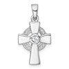 Sterling Silver Rhodium-plated Polished CZ Center Celtic Cross Pendant