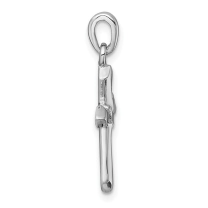 Sterling Silver Rhodium-plated Polished Cross With Dove Pendant