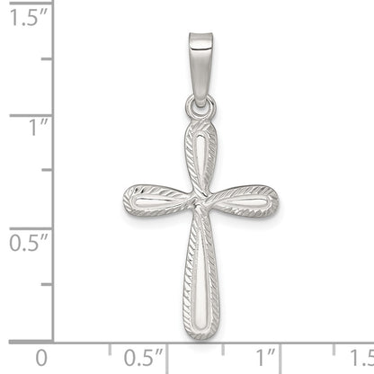 Sterling Silver Polished and Diamond-cut Cross Pendant