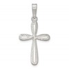 Sterling Silver Polished and Diamond-cut Cross Pendant