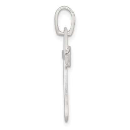 Sterling Silver Brushed Cross with Polished Ichthus Fish Pendant
