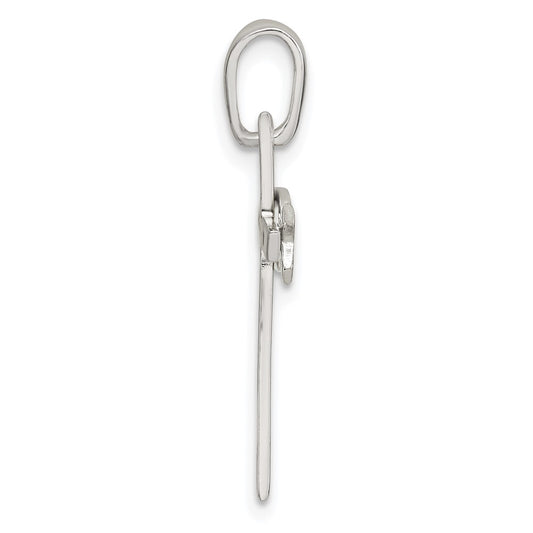 Sterling Silver Polished Cross with Brushed Ichthus Fish Pendant