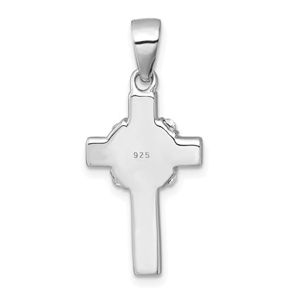 sterling Silver Rhodium-plated Black And White Crystal -X- Cross Pendant