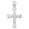 Sterling Silver Polished Tapered Baguette CZ Cross Pendant
