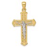 Sterling Silver Gold-tone and Rhodium-plated Polished Crucifix Cross Pendant