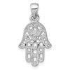 Sterling Silver Rhodium-plated Polished And Textured Pierced Hamsa Pendant