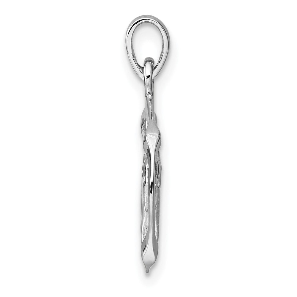 Sterling Silver Rhodium-plated Polished Reversible Taurus Bull in Circle Zodiac Pendant
