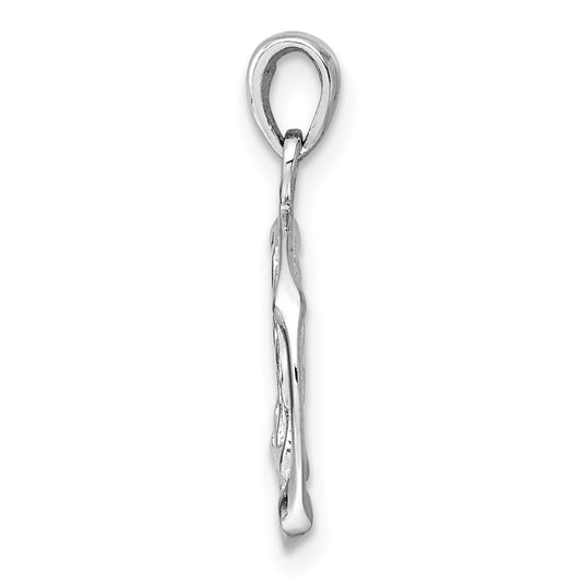Sterling Silver Rhodium-plated Polished Reversible Gemini Twins in Circle Zodiac Pendant