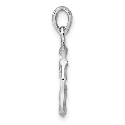 Sterling Silver Rhodium-plated Polished Reversible Libra Scales in Circle Zodiac Pendant