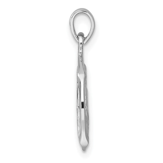 Sterling Silver Rhodium-plated Polished Reversible Capricorn Goat in Circle Zodiac Pendant