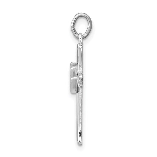 Sterling Silver Platinum-plated Holy Spirit Cross with Dove Charm
