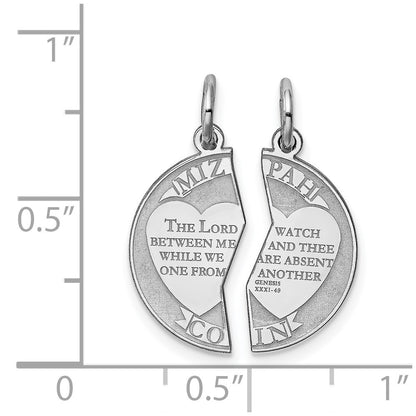 Sterling Silver Rhodium-plated Breakapart Mizpah Charm