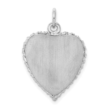 SS Rh-plt Happy Anniversary Polished Front/Satin Back Disc Charm