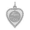 SS Rh-plt Happy Anniversary Polished Front/Satin Back Disc Charm