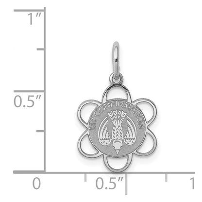Sterling Silver Rhodium-plated My Confirmation Disc Charm