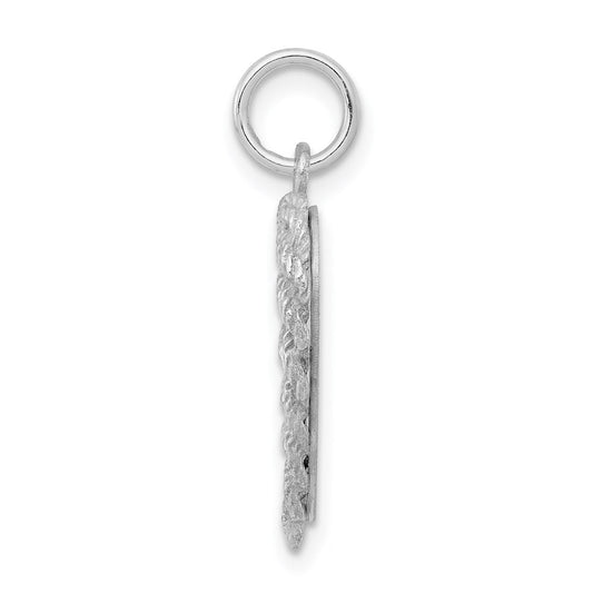 Sterling Silver Rhodium-plated Baptism Disc Charm