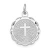 Sterling Silver Rhodium-plated Baptism Disc Charm
