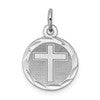 Sterling Silver Rhodium-plated Cross Disc Charm
