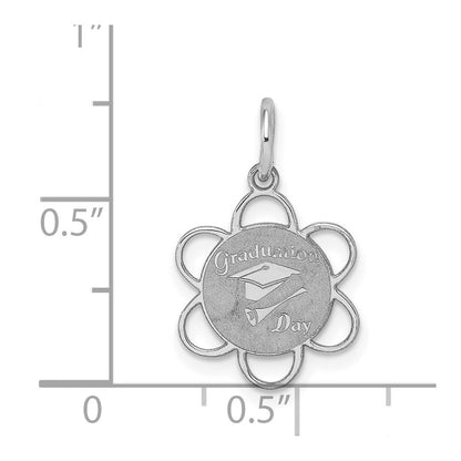 Sterling Silver Rhodium-plated Graduation Day Disc Charm