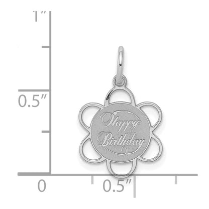 Sterling Silver Rhodium-plated Happy Birthday Disc Charm