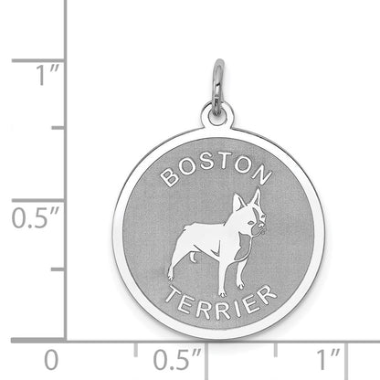 Sterling Silver Rhodium-plated Boston Terrier Disc Charm