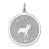 Sterling Silver Rhodium-plated Boston Terrier Disc Charm