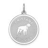 Sterling Silver Rhodium-plated Brittany Spaniel Disc Charm