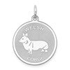 Sterling Silver Rhodium-plated Welsh Corgi Disc Charm