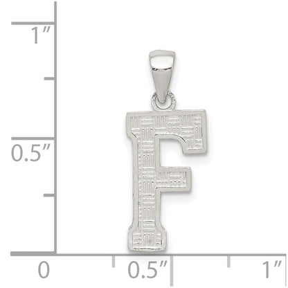 Sterling Silver Rhodium-plated Letter F Initial Pendant