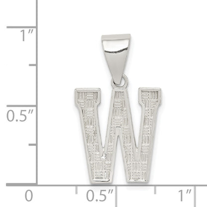 Sterling Silver Rhodium-plated Letter W Initial Pendant