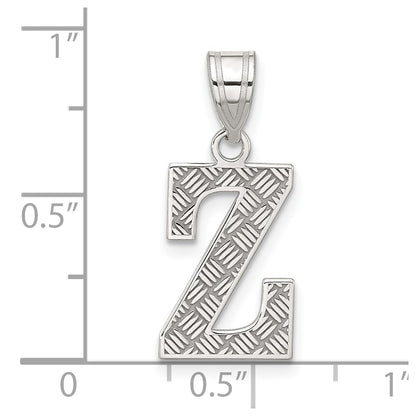 Sterling Silver Rhodium-plated Letter Z Initial Pendant