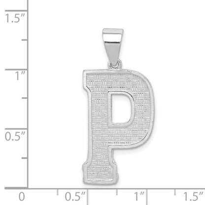 Sterling Silver Rhodium-plated Letter P Initial Pendant