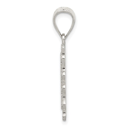 Sterling Silver Square Diamond-cut Letter O Initial Pendant