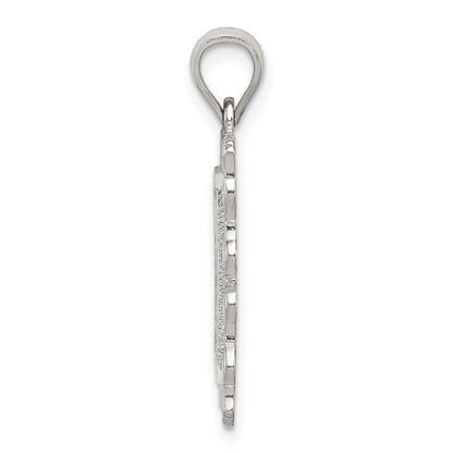 Sterling Silver Square Diamond-cut Letter S Initial Pendant